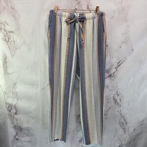 Anthropologie Pants Womens XS White Orange Blue Striped High Rise Crop Drew